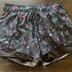 AVIA Black Patterned Lined Drawstring Waist Running Shorts Women’s M 8-10